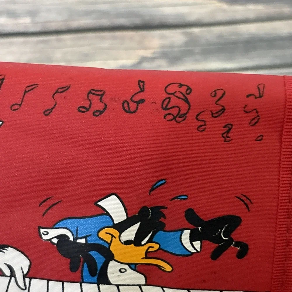 Vintage 80's Bugs Bunny Daffy Duck Piano Wallet Looney Tunes Warner Brothers Red